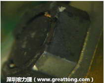 使用銀(Ag)鍍層的電源電感器(Power Inductors)，經過推力測試后，零件端點上已經看不到任何鍍層的痕跡了，所以其耐推力就比較小。