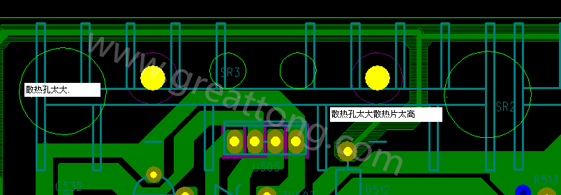 PCB設計中，散熱孔散熱片設計不當，造成很多電源板斷裂