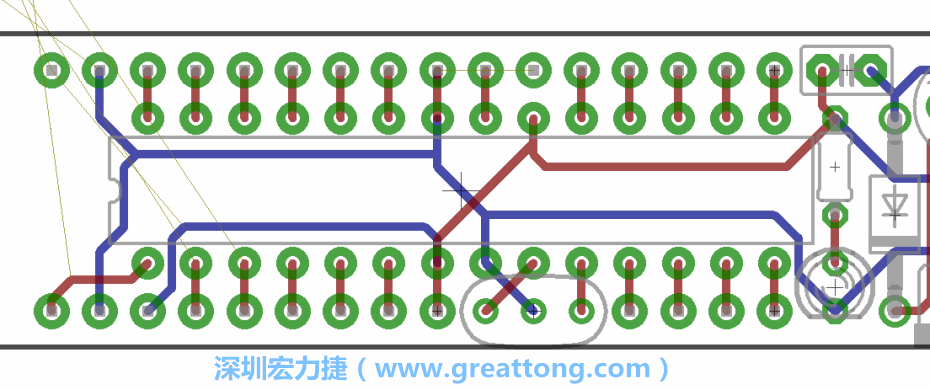 如果可以的話盡量讓接地線保持在電路板的背面，這樣它們就可以在可能范圍內和最大的接地面連結在一起。