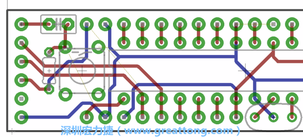 4.2. 然后在電路板的背面進行布線。