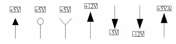 電源符號有下列幾種，可使用鍵盤 [Ctrl + Tab] 鍵切換：