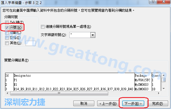 新增一個新的Excel文檔，[資料]匯入[從文字檔]，然后選擇剛產生的BOM (.csv)檔案，并以"分號"作為分隔符號。